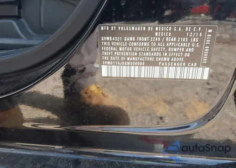 2016 Volkswagen Jetta 1.8T Sport z USA, uszkodzony, nr VIN 3VWD17AJ6GM300886